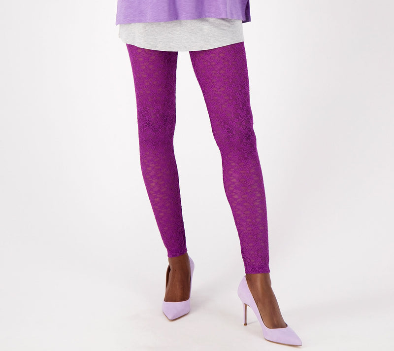 LOGO Layers by Lori Goldstein Petite Stretch Lace Leggings — View 15