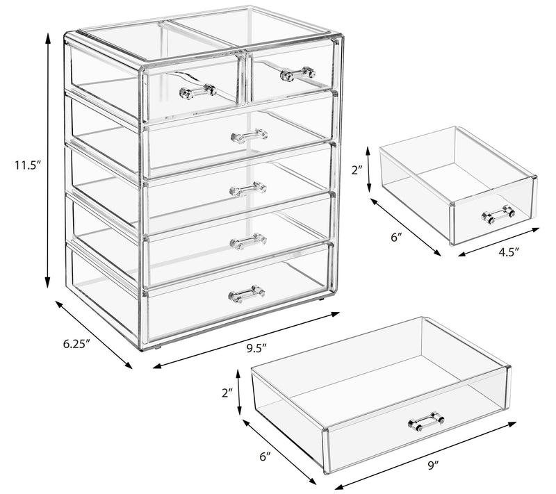 Sorbus Makeup and Jewelry Storage Case with 6 Drawers — View 15