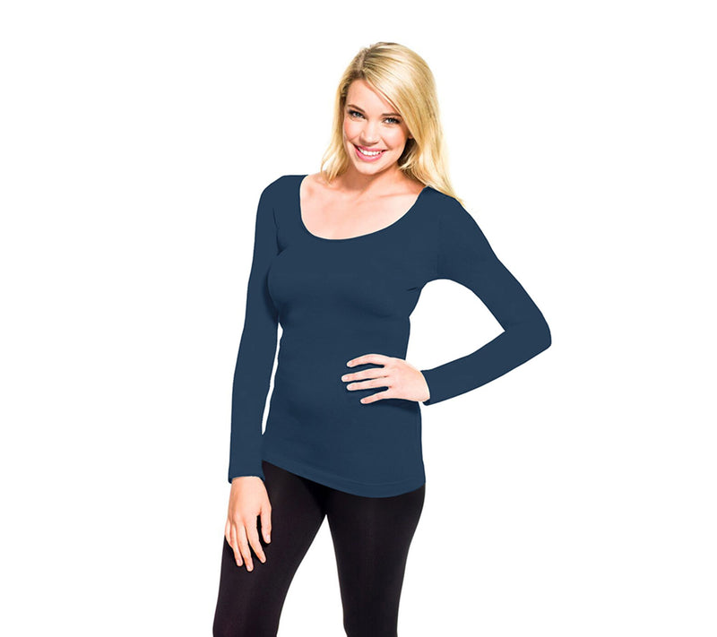 skinnytees Missy Long Sleeve Scoop Neck — View 4