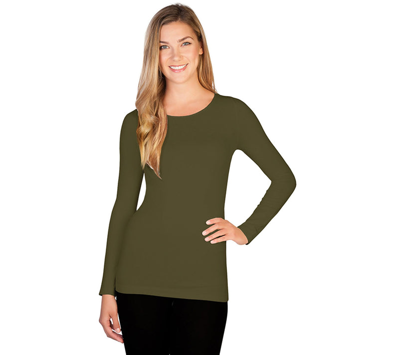 skinnytees Missy Long Sleeve Crew Neck Top — View 22