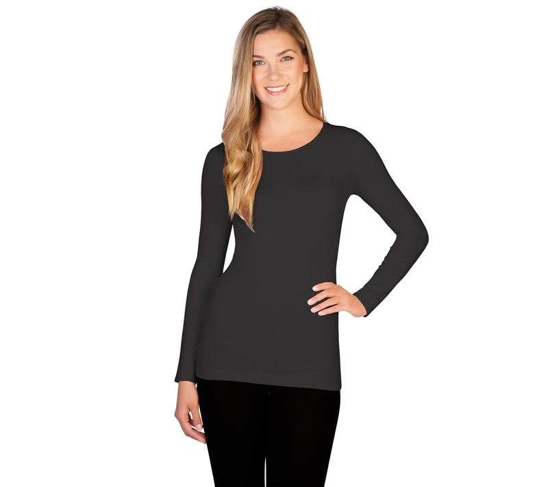 skinnytees Missy Long Sleeve Crew Neck Top — View 7