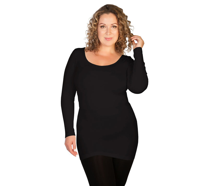 skinnytees Plus Long Sleeve Scoop Neck Top — View 15