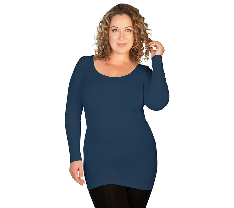 skinnytees Plus Long Sleeve Scoop Neck Top — View 4