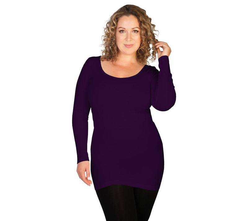 skinnytees Plus Long Sleeve Scoop Neck Top — View 9
