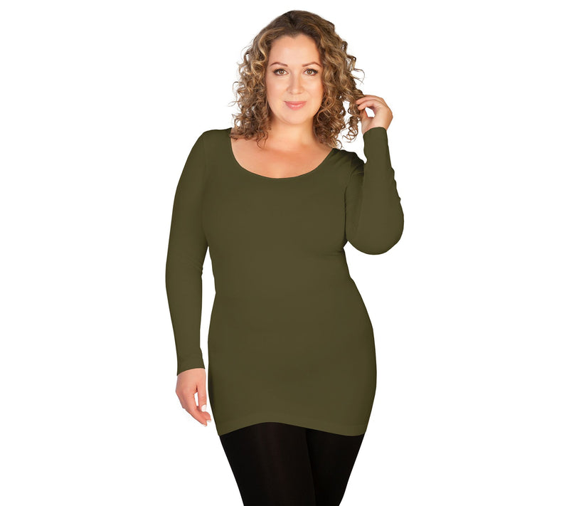 skinnytees Plus Long Sleeve Scoop Neck Top — View 13