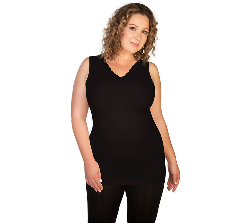 skinnytees Plus Lace V-Neck Tank — View 11