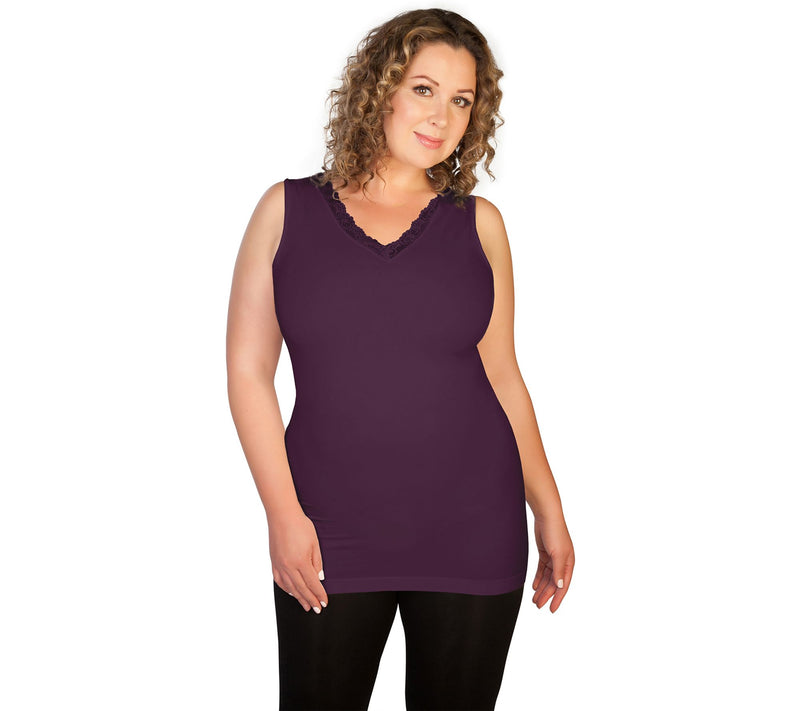 skinnytees Plus Lace V-Neck Tank — View 7