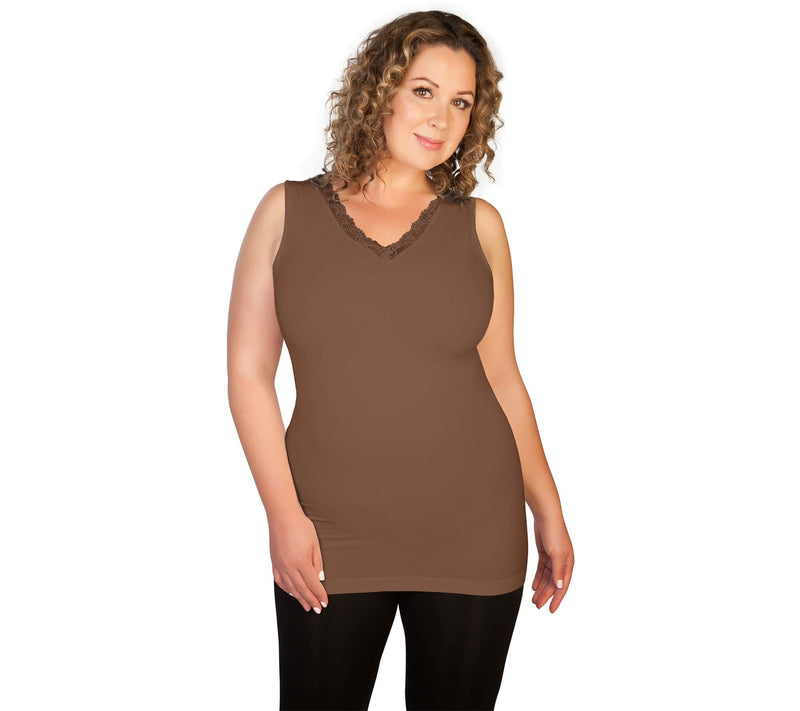 skinnytees Plus Lace V-Neck Tank — View 13