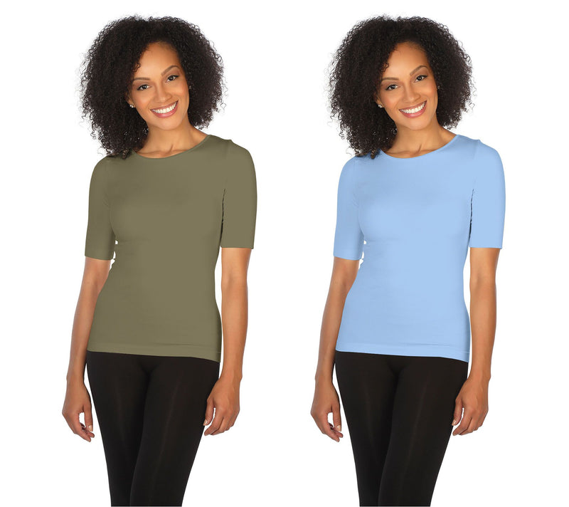 skinnytees Missy Elbow-Sleeve Crew-Neck Set of 2 T-Shirts — Main view