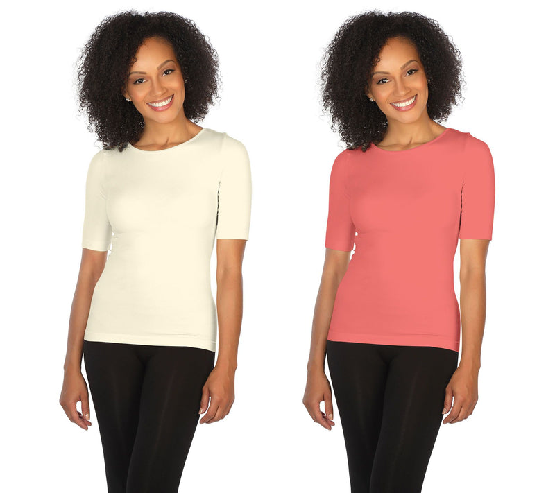 skinnytees Missy Elbow-Sleeve Crew-Neck Set of 2 T-Shirts — View 7
