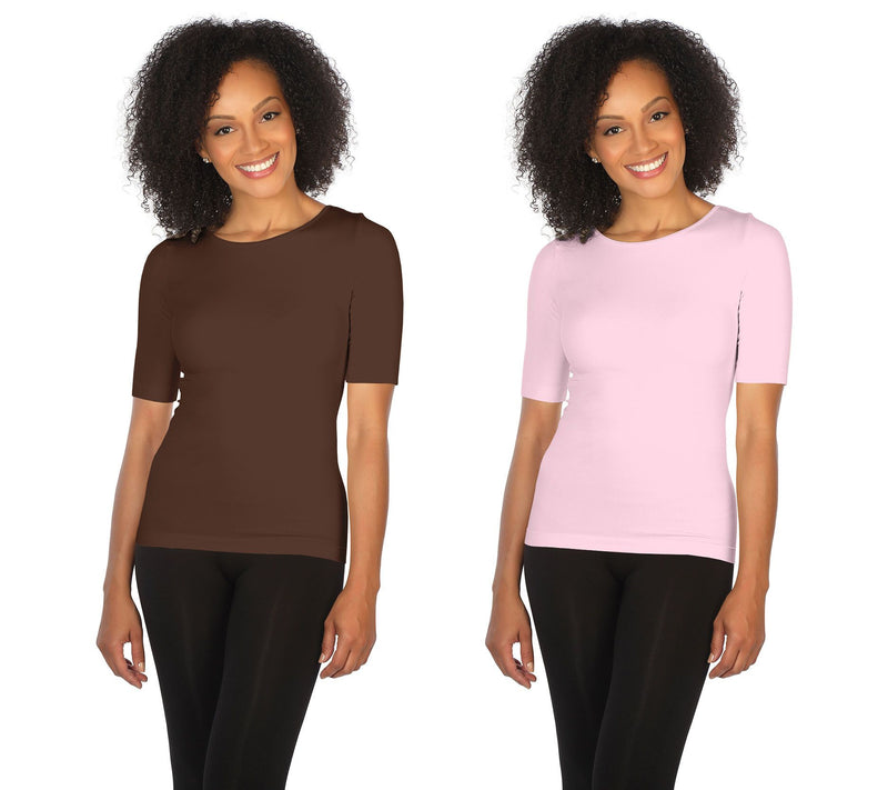 skinnytees Missy Elbow-Sleeve Crew-Neck Set of 2 T-Shirts — View 5