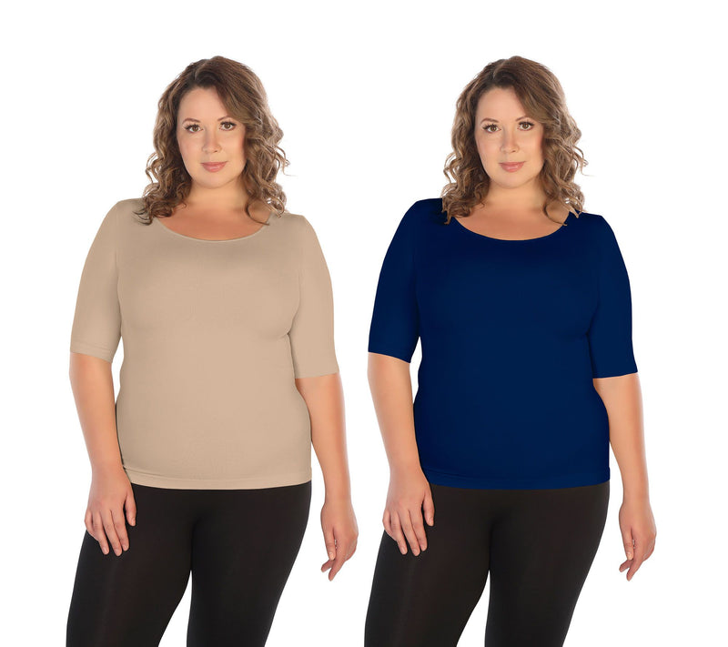 skinnytees Plus Elbow-Sleeve Crew-Neck Set of 2 T-Shirts — View 11