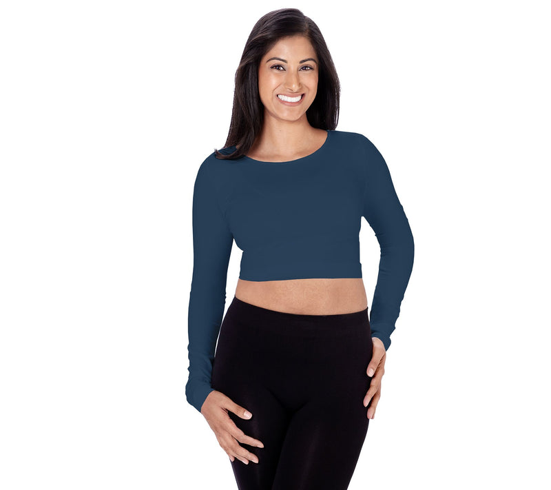 skinnytees Long Sleeve Crop Top - Missy — View 3