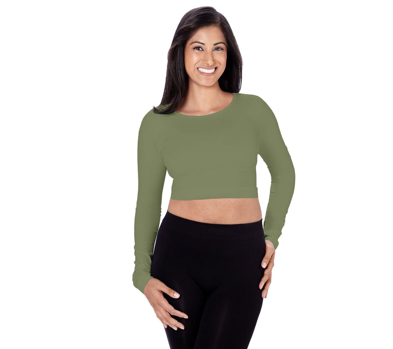skinnytees Long Sleeve Crop Top - Missy — View 5