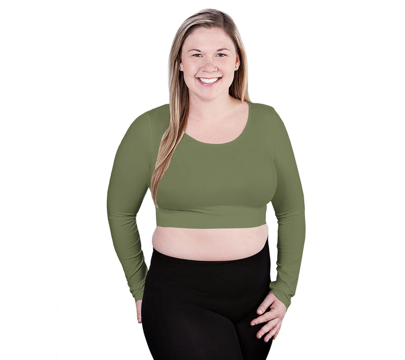 skinnytees Long Sleeve Crop Top - Plus — View 3