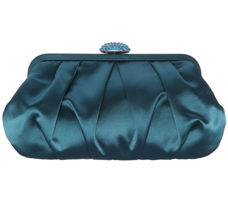 Nina Pleated Frame Clutch with Pave Clasp - Concord — View 17