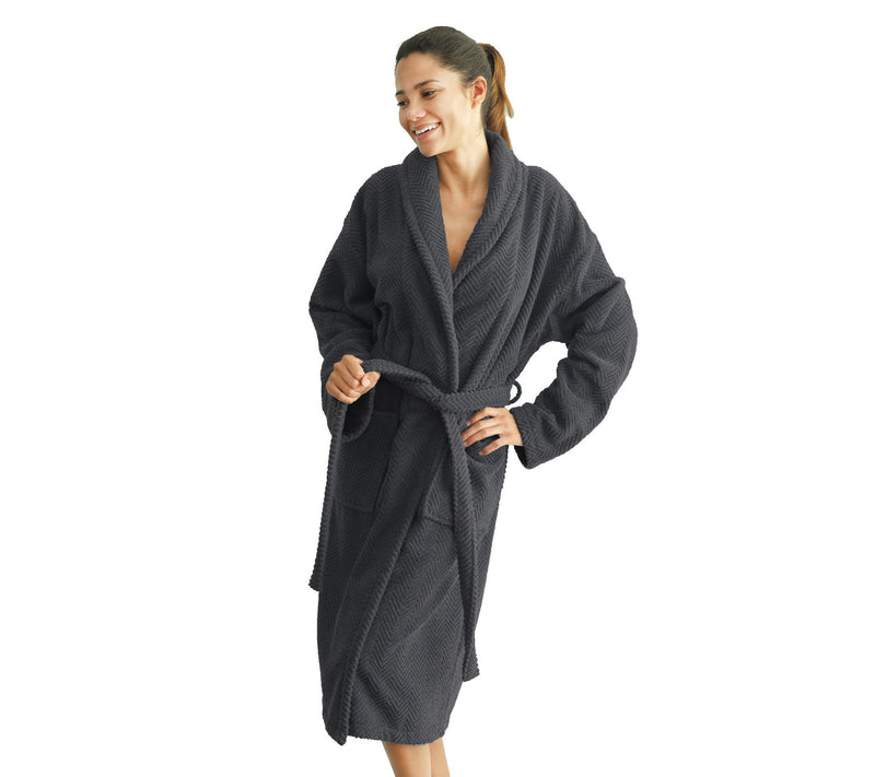 Linum Home Textiles Unisex Herringbone Weave Bathrobe — View 5