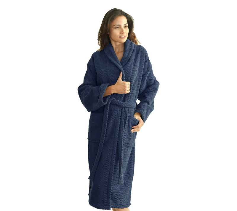 Linum Home Textiles Unisex Herringbone Weave Bathrobe — View 9