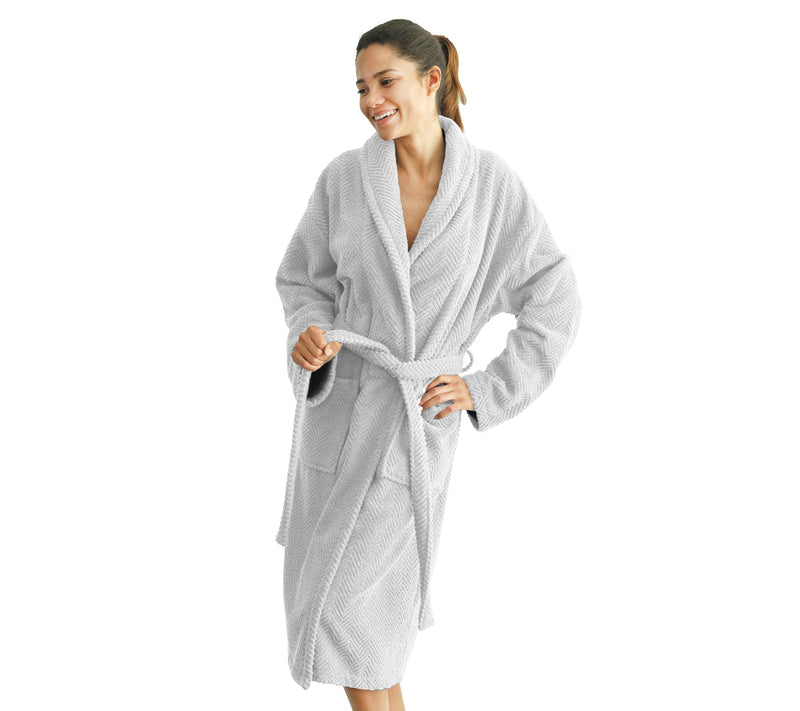 Linum Home Textiles Unisex Herringbone Weave Bathrobe — View 7