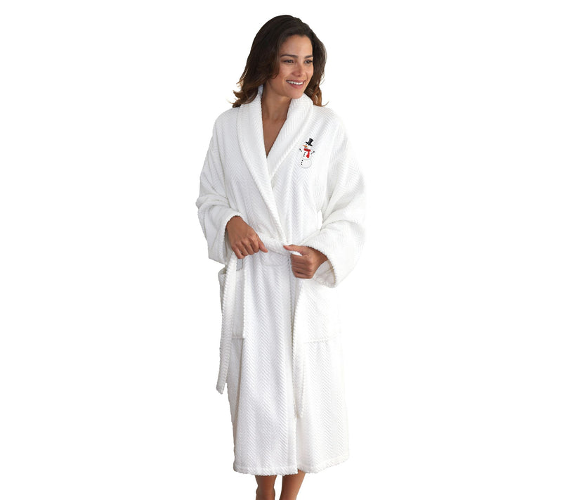 Linum Home Herringbone Bathrobe w/ Snowman — View 11