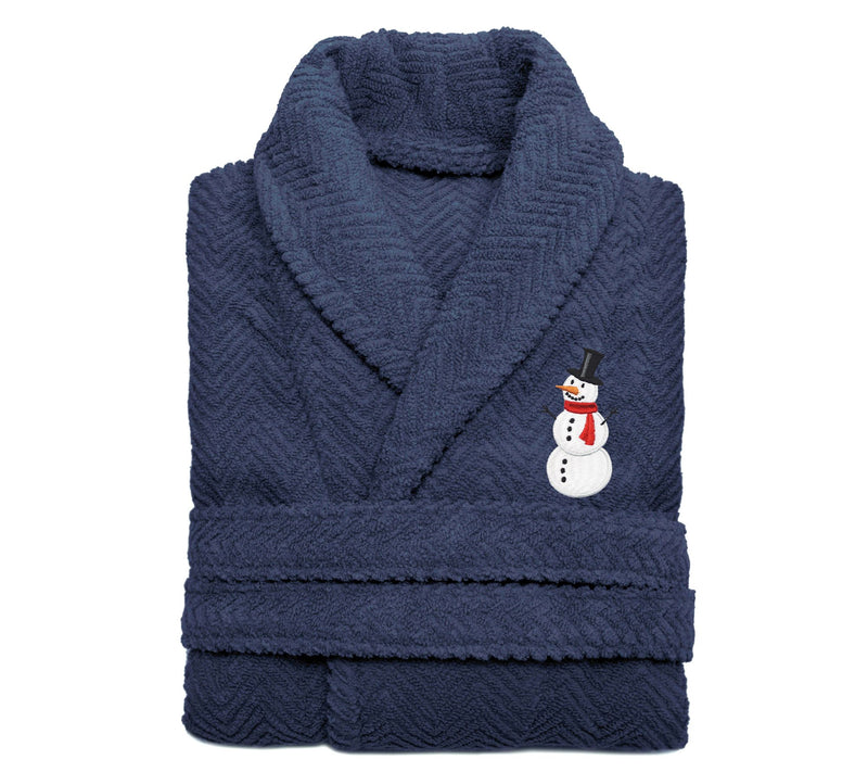 Linum Home Herringbone Bathrobe w/ Snowman — View 12