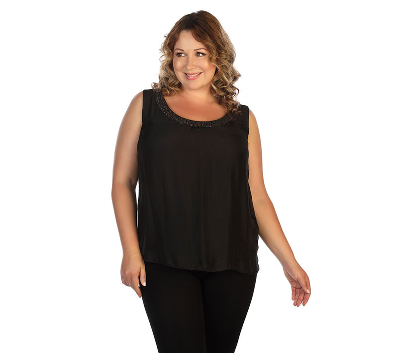 skinnytees Plus Sleeveless Silk & Sequin Blouse — View 3