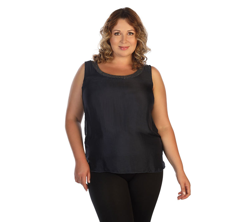 skinnytees Plus Sleeveless Silk & Sequin Blouse — View 5