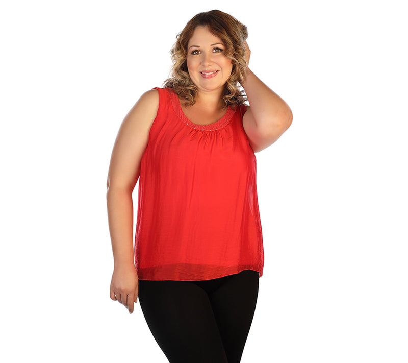 skinnytees Plus Sleeveless Silk & Sequin Blouse — View 7