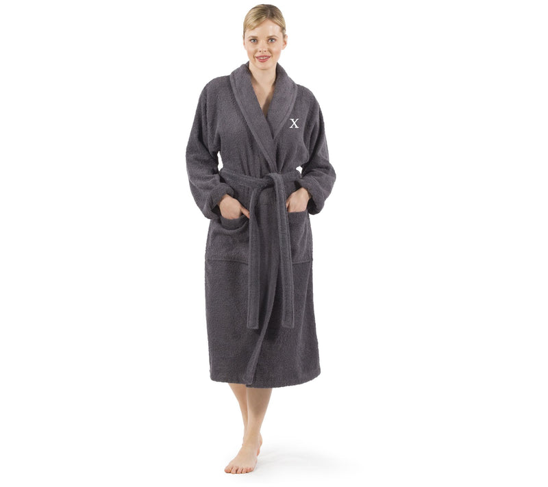 Linum Home Textiles Gray Personalized Terry Bathrobe — View 49