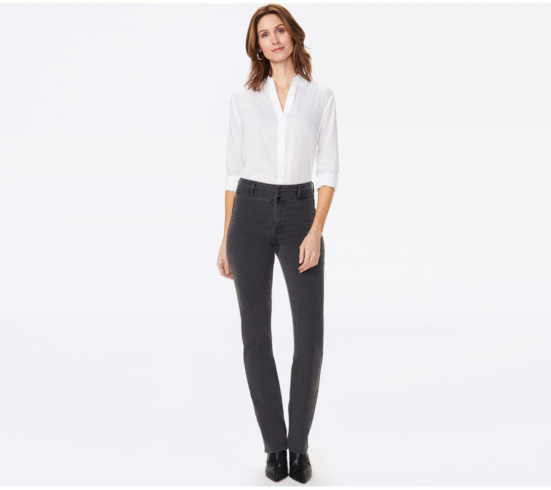 NYDJ Marilyn Straight Jeans with Paneled Waistb  and — View 3