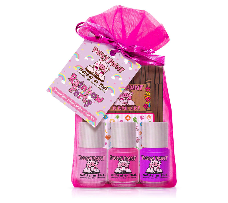 Piggy Paint Set of 3 Rainbow Party Nail Polishwith Nail Art — Main view