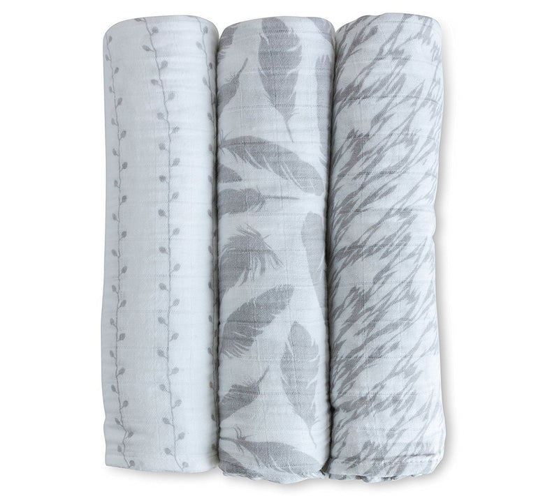 Ely's & Co. Set of 3 Gray Cotton Muslin SwaddleBlankets — View 3