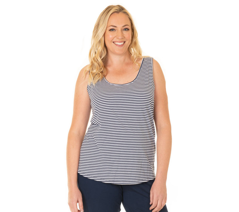 Blooming Women Sleeveless Stripe Tank Top — View 5