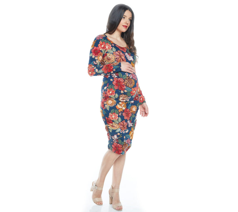 Blooming Women Maternity Printed Bodycon Dress — View 3