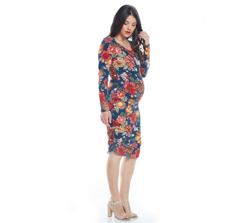 Blooming Women Maternity Printed Bodycon Dress — View 9