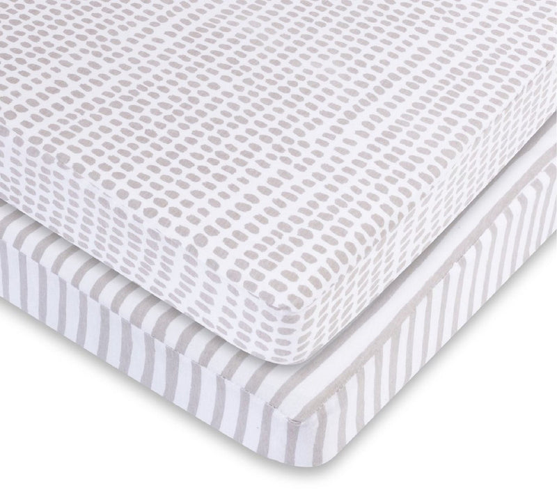 Ely's & Co. Set of 2 Taupe Printed Waterproof Crib Sheets — Main view
