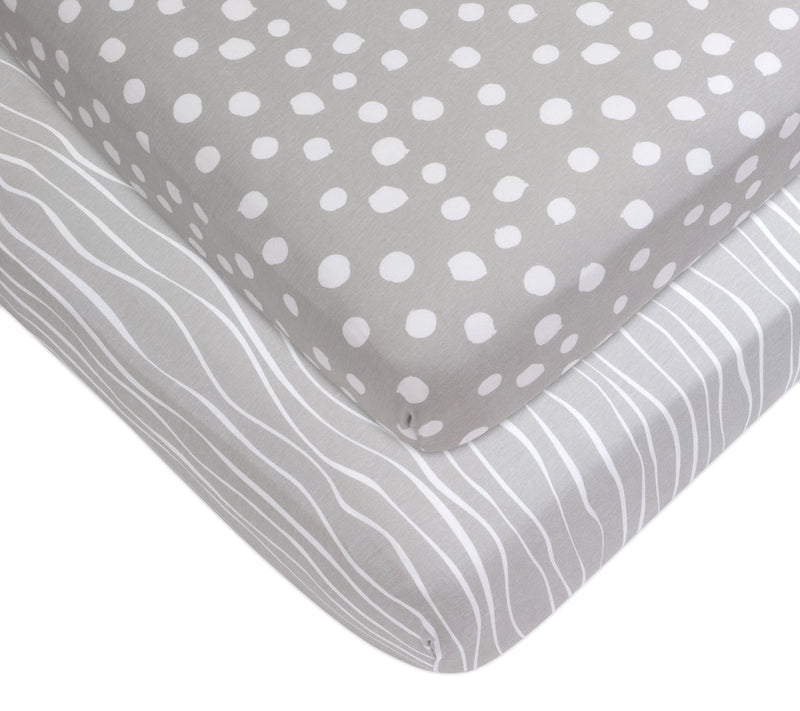Ely's & Co. Set of 2 Jersey Cotton Grey Crib Sheets — Main view