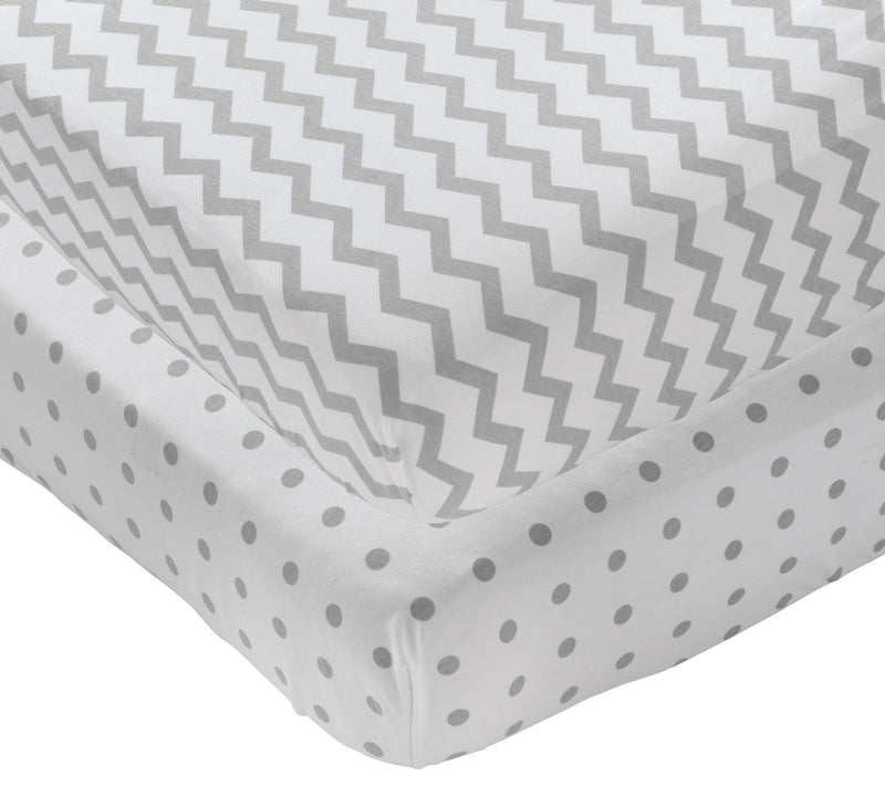 Ely's & Co. Set of 2 Gray Chevron Waterproof Crib Sheet — Main view