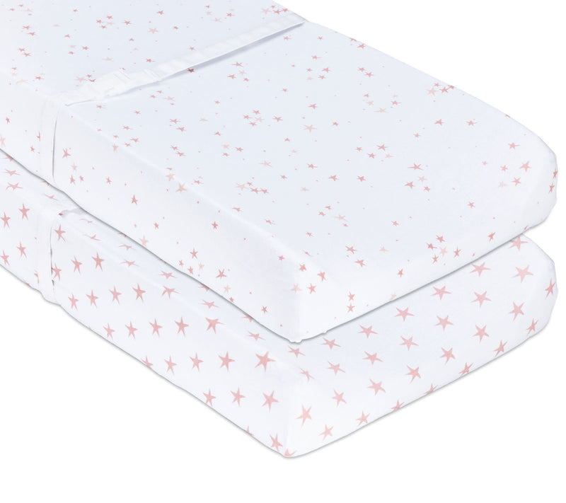 Ely's & Co. Set of 2 Changing Pad Covers - Stars Pink — Main view