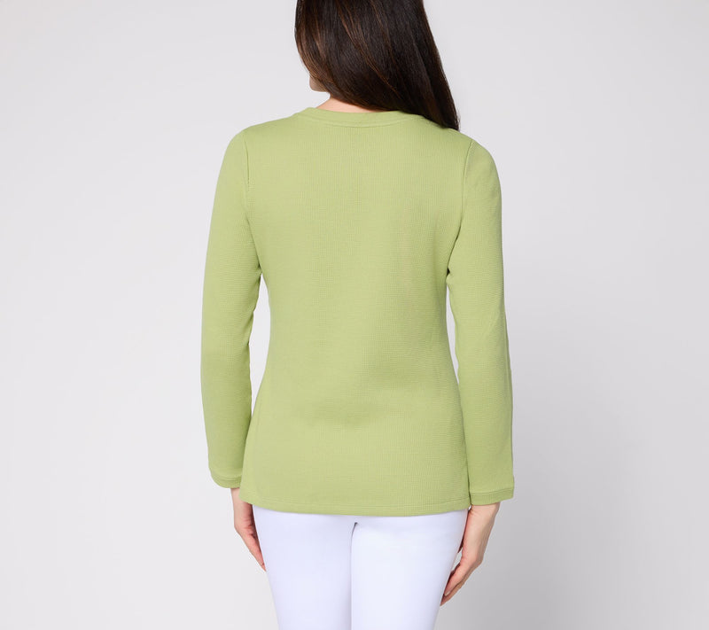 Denim & Co. Essentials Waffle Knit Long-Sleeve Top — View 10