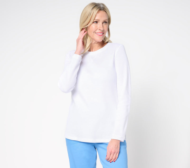Denim & Co. Essentials Waffle Knit Long-Sleeve Top — View 32