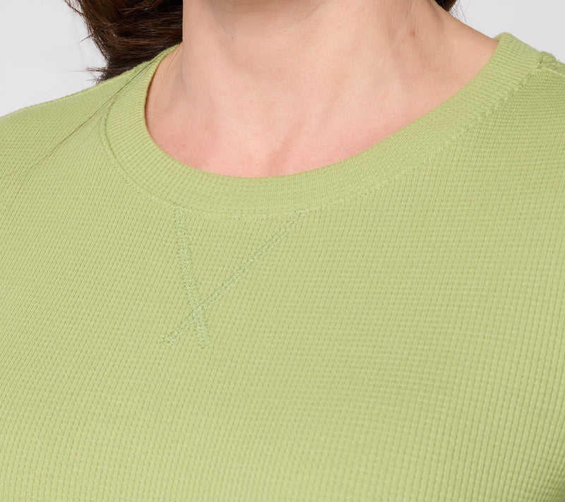 Denim & Co. Essentials Waffle Knit Long-Sleeve Top — View 12