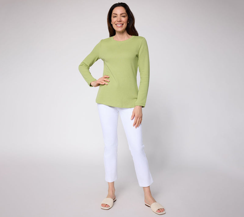 Denim & Co. Essentials Waffle Knit Long-Sleeve Top — View 11