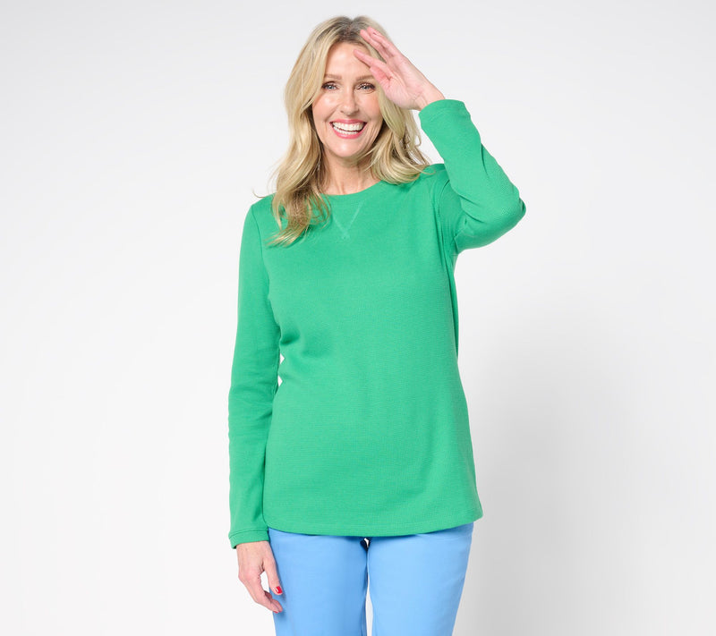 Denim & Co. Essentials Waffle Knit Long-Sleeve Top — View 35