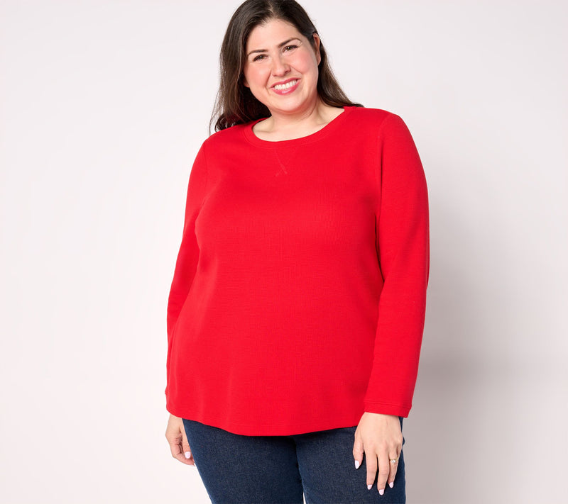 Denim & Co. Essentials Waffle Knit Long-Sleeve Top — View 36