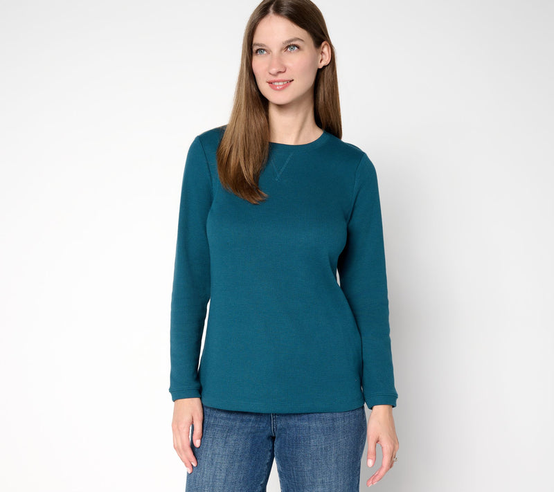 Denim & Co. Essentials Waffle Knit Long-Sleeve Top — View 39