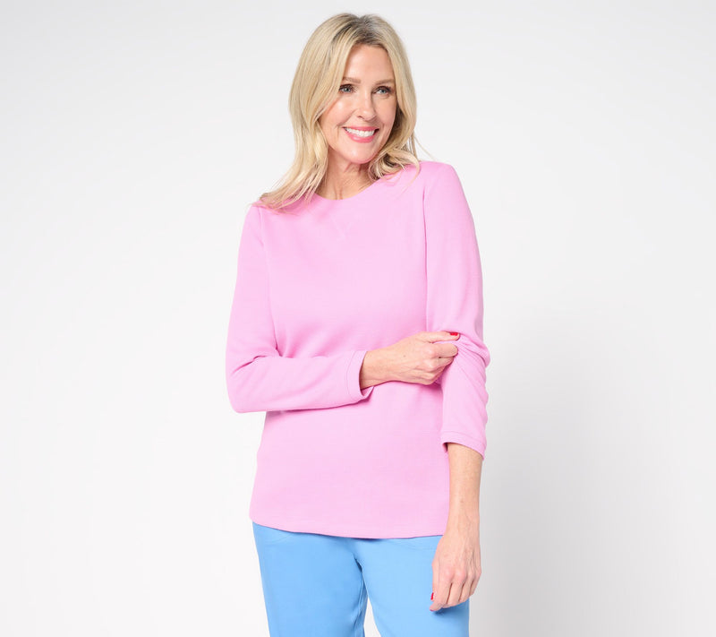 Denim & Co. Essentials Waffle Knit Long-Sleeve Top — View 40