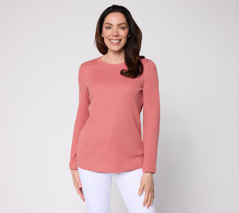 Denim & Co. Essentials Waffle Knit Long-Sleeve Top — View 41