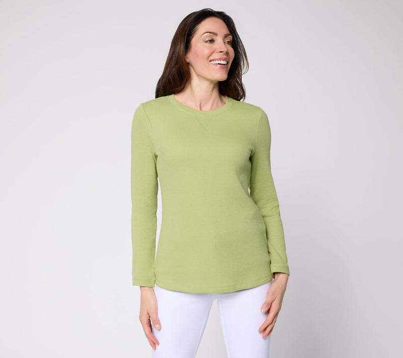 Denim & Co. Essentials Waffle Knit Long-Sleeve Top — View 46