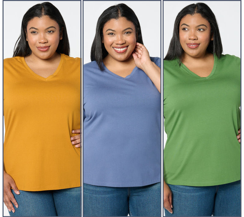 Denim & Co. Essentials Perfect Jersey 3-Pack 3/4 Sleeve Tops — View 17